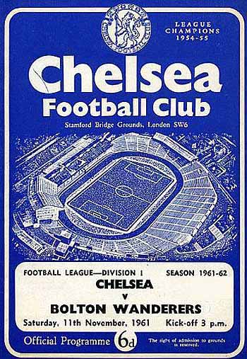 programme cover for Chelsea v Bolton Wanderers, Saturday, 11th Nov 1961