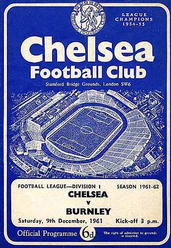 programme cover for Chelsea v Burnley, Saturday, 9th Dec 1961