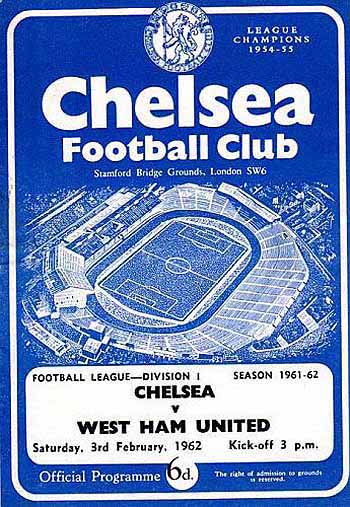 programme cover for Chelsea v West Ham United, 3rd Feb 1962