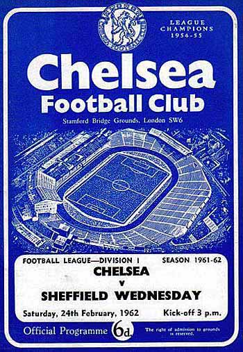 programme cover for Chelsea v Sheffield Wednesday, 24th Feb 1962