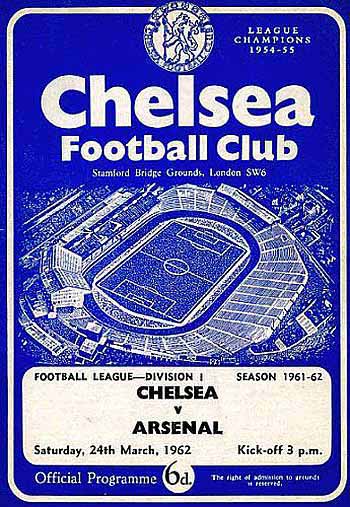 programme cover for Chelsea v Arsenal, 24th Mar 1962