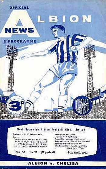 programme cover for West Bromwich Albion v Chelsea, 14th Apr 1962