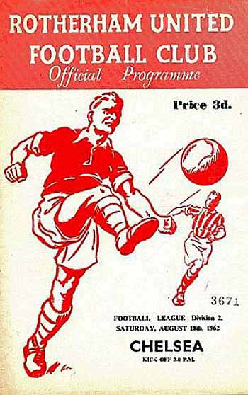 programme cover for Rotherham United v Chelsea, 18th Aug 1962