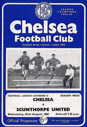 programme cover for Chelsea v Scunthorpe United, Wednesday, 22nd Aug 1962