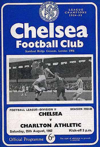 programme cover for Chelsea v Charlton Athletic, Saturday, 25th Aug 1962