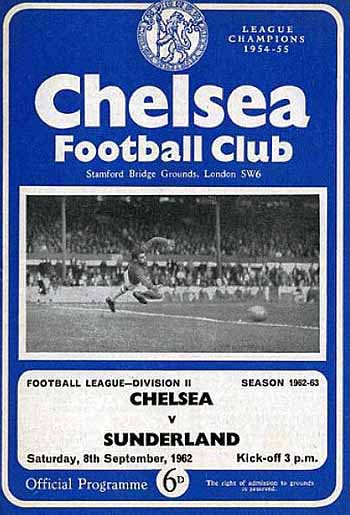 programme cover for Chelsea v Sunderland, Saturday, 8th Sep 1962