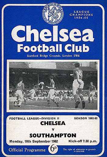 programme cover for Chelsea v Southampton, Monday, 10th Sep 1962