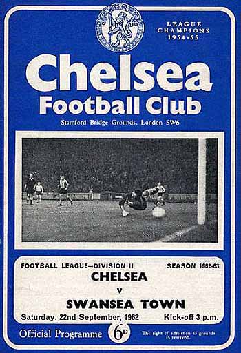 programme cover for Chelsea v Swansea Town, 22nd Sep 1962