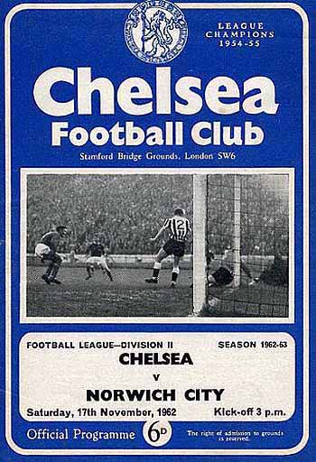 programme cover for Chelsea v Norwich City, 17th Nov 1962