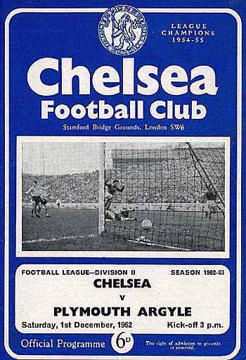programme cover for Chelsea v Plymouth Argyle, 1st Dec 1962