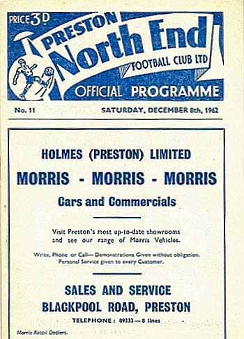 programme cover for Preston North End v Chelsea, 8th Dec 1962