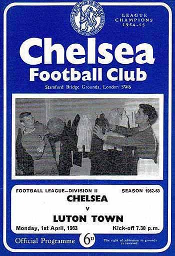 programme cover for Chelsea v Luton Town, 1st Apr 1963