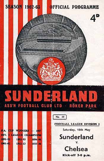 programme cover for Sunderland v Chelsea, Saturday, 18th May 1963