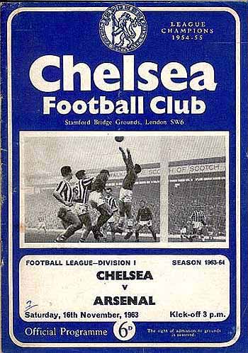 programme cover for Chelsea v Arsenal, Saturday, 16th Nov 1963