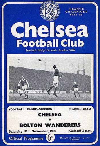 programme cover for Chelsea v Bolton Wanderers, Saturday, 30th Nov 1963