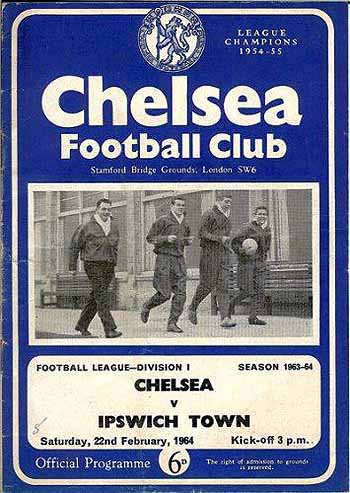programme cover for Chelsea v Ipswich Town, 22nd Feb 1964