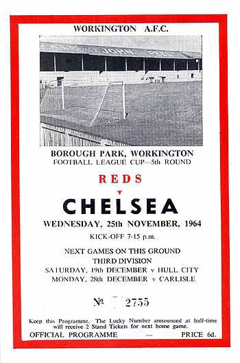 programme cover for Workington v Chelsea, Wednesday, 25th Nov 1964