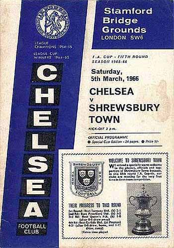 programme cover for Chelsea v Shrewsbury Town, 5th Mar 1966