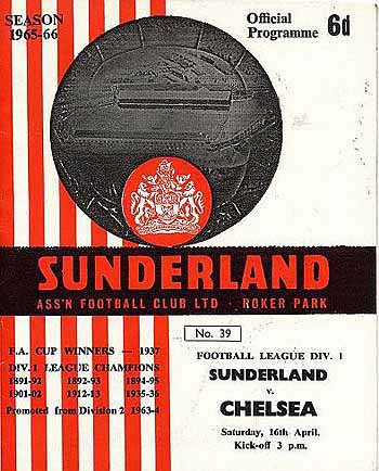 programme cover for Sunderland v Chelsea, Saturday, 16th Apr 1966
