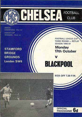 programme cover for Chelsea v Blackpool, Monday, 17th Oct 1966