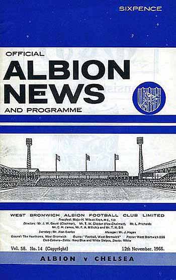 programme cover for West Bromwich Albion v Chelsea, 12th Nov 1966