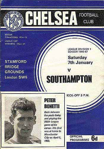 programme cover for Chelsea v Southampton, 7th Jan 1967