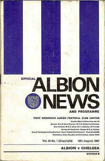 programme cover for West Bromwich Albion v Chelsea, 19th Aug 1967