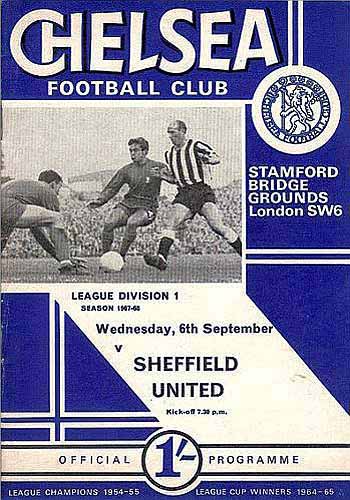 programme cover for Chelsea v Sheffield United, Wednesday, 6th Sep 1967