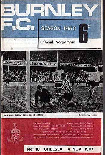 programme cover for Burnley v Chelsea, 4th Nov 1967