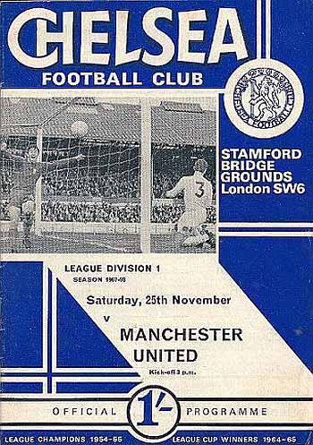 programme cover for Chelsea v Manchester United, Saturday, 25th Nov 1967