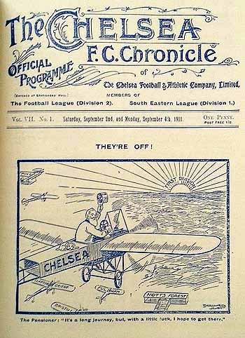 programme cover for Chelsea v Stockport County, Saturday, 2nd Sep 1911