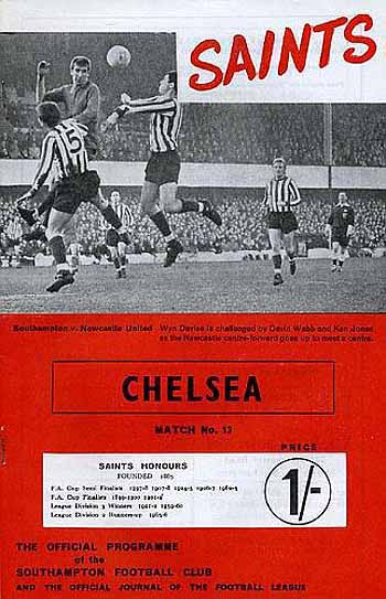 programme cover for Southampton v Chelsea, 6th Jan 1968