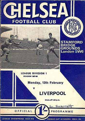 programme cover for Chelsea v Liverpool, 12th Feb 1968