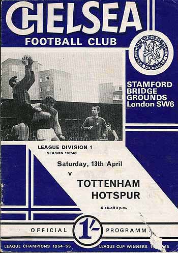 programme cover for Chelsea v Tottenham Hotspur, 13th Apr 1968