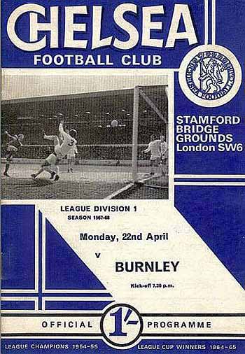 programme cover for Chelsea v Burnley, 22nd Apr 1968