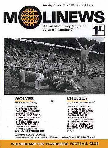 programme cover for Wolverhampton Wanderers v Chelsea, 12th Oct 1968