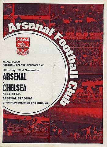 programme cover for Arsenal v Chelsea, 23rd Nov 1968