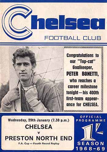 programme cover for Chelsea v Preston North End, 29th Jan 1969