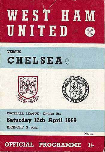 programme cover for West Ham United v Chelsea, 12th Apr 1969