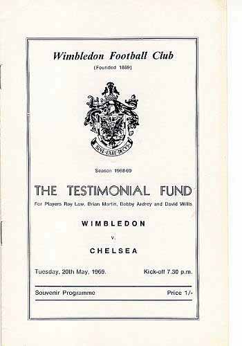 programme cover for Wimbledon v Chelsea, 20th May 1969