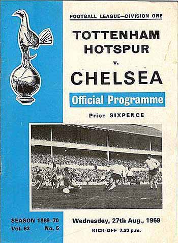 programme cover for Tottenham Hotspur v Chelsea, Wednesday, 27th Aug 1969