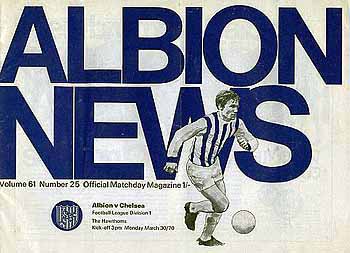 programme cover for West Bromwich Albion v Chelsea, 30th Mar 1970