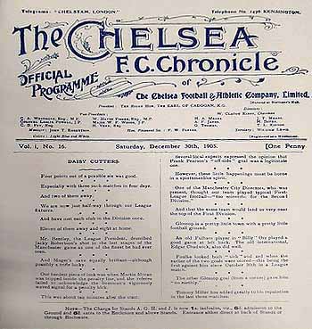programme cover for Chelsea v Stockport County, Saturday, 30th Dec 1905