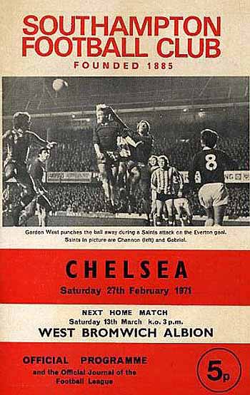 programme cover for Southampton v Chelsea, Saturday, 27th Feb 1971