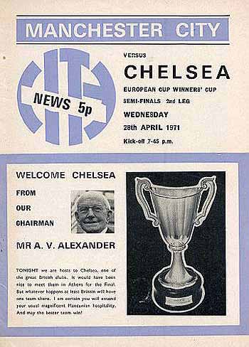 programme cover for Manchester City v Chelsea, Wednesday, 28th Apr 1971