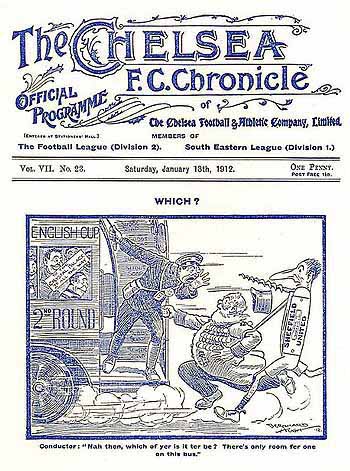 programme cover for Chelsea v Sheffield United, Saturday, 13th Jan 1912