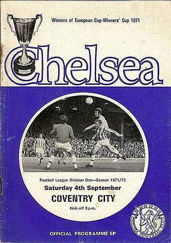 programme cover for Chelsea v Coventry City, Saturday, 4th Sep 1971