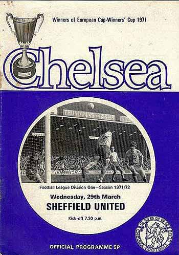 programme cover for Chelsea v Sheffield United, 29th Mar 1972