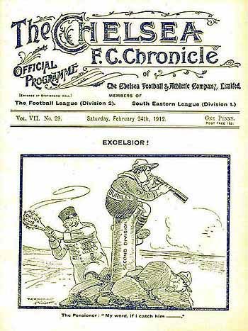 programme cover for Chelsea v Burnley, Saturday, 24th Feb 1912