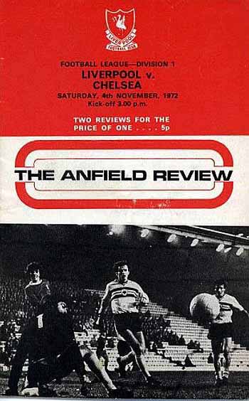 programme cover for Liverpool v Chelsea, 4th Nov 1972